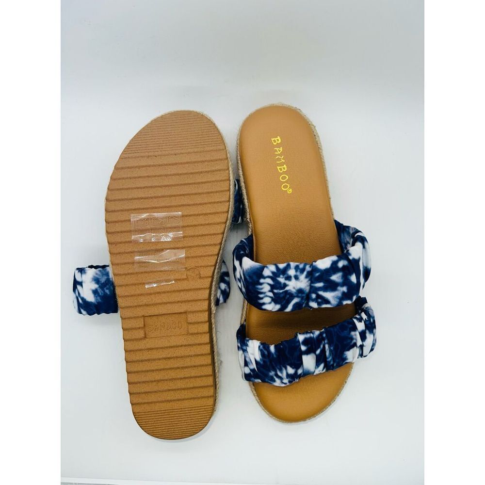 NEW Bamboo Navy Tie-Dye Superb Double-Strap Platform Slide Sandal Size 6.5 - Picture 6 of 9
